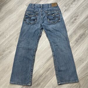 Silver Jeans Men's bootcut Classic Blue Denim thick rope stitch backpocket flaps